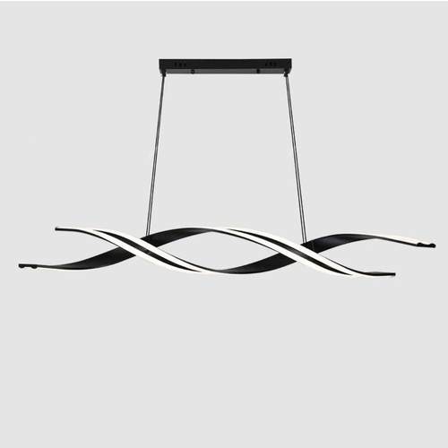 餐厅吊灯 护全1.米简约现代黑色铝材线549眼桌条12麻花一字长条餐