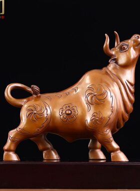 宽和紫铜客厅牛摆件旺市牛势在必得牛家居茶社饰品客厅办公室礼品