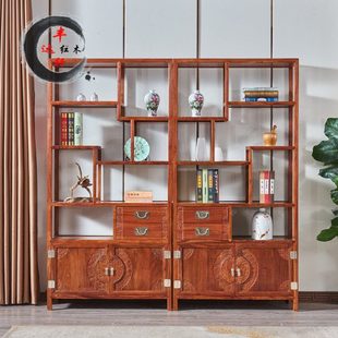 花梨木博古架刺猬紫檀中式实木多宝阁茶室古董架红木置物架展示柜