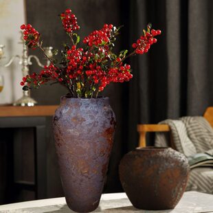 土陶花瓶仿古做旧 粗陶陶罐 乡村田园手工干花装饰摆件大号