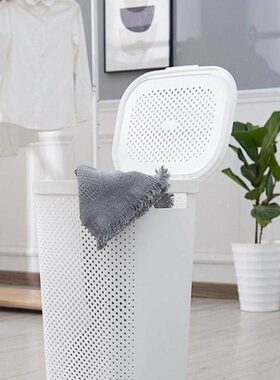 篮理发店院毛巾收纳桶美容收纳筐桶脏防衣篓家用水带盖洗衣33430