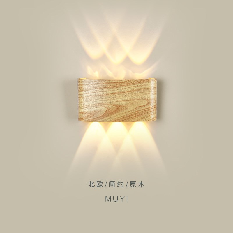 户外壁灯IP54防水公园广场墙壁灯创意北L欧木纹色庭院外墙装饰灯