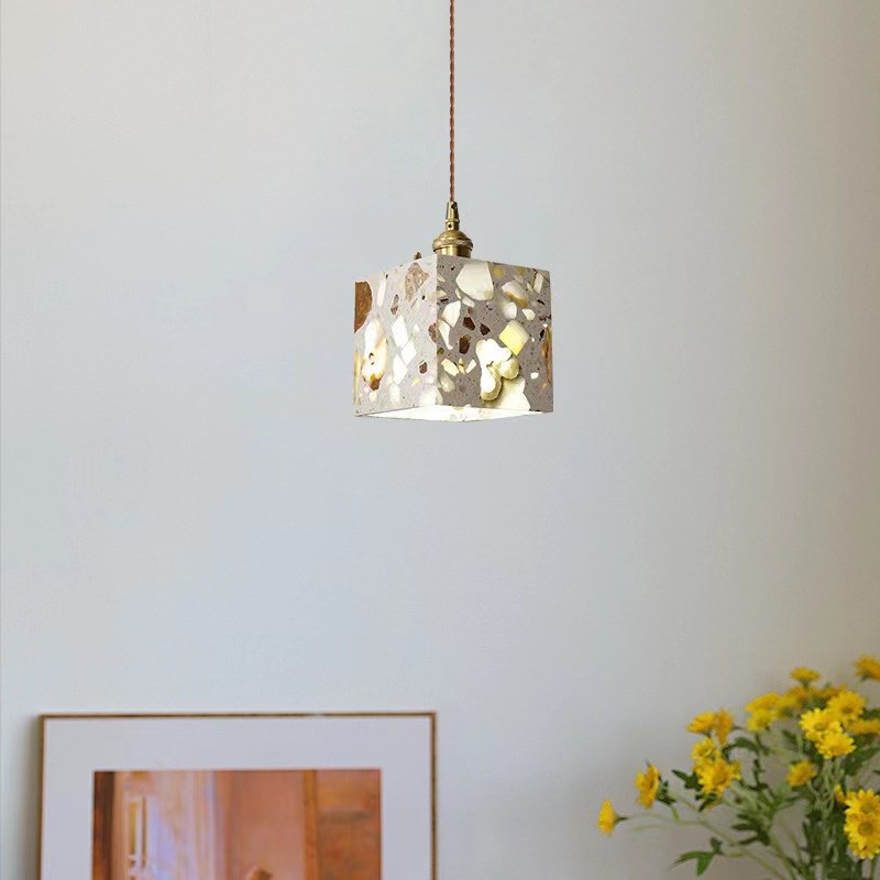 水磨石水泥云石吊灯北p欧创意个性酒吧餐厅工业风卧室床头小吊灯