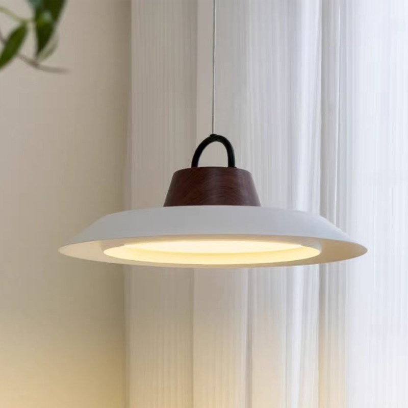 全光谱法式中古风渔夫帽吊灯现A代简约原木风餐厅吊灯咖啡店灯具