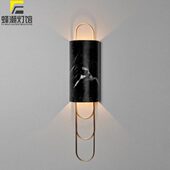 后现代全铜壁灯客厅云石灯轻奢创意餐厅过道卧室床头灯大理石壁灯