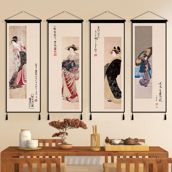浮世绘日式仕女图挂布挂毯日料店布艺挂画客厅日系沙发背景挂布