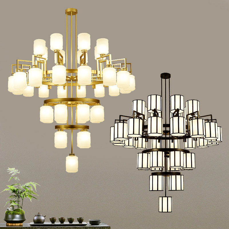 新中式大吊e灯客厅灯挑高酒店大堂中空楼别墅跃层中国风复式楼吊