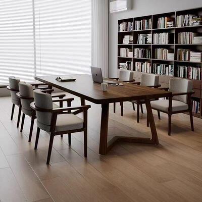 南长美胡桃木去客厅OIC化大书桌办茶桌实一体公学习桌椅木长条大