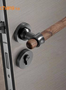 卧室桃门锁静音室胡内原木式门木把手实木门执手锁新XC-272中分体