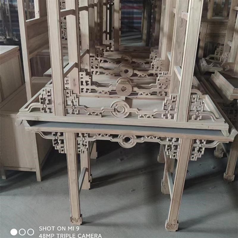 中式北榆木条案供台白茬全实木佛台供桌香案端景台白W胚坯简约圆