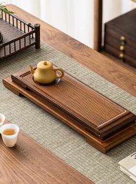 书卷竹茶家用中式方形茶台干盘重禅意茶托盘壶承壶托茶盘RBY道配