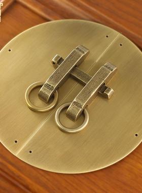 中式家纳具餐边柜仿UTU古黄铜圆拉手插销复古圆形把手收柜五门金