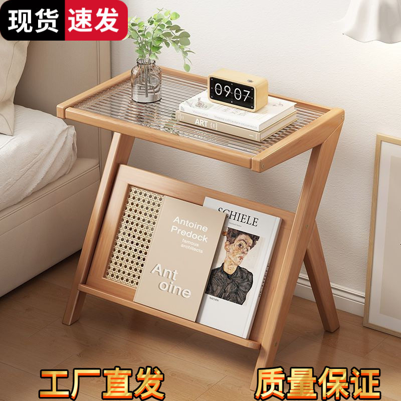 新式客厅移动茶几边几床头桌子沙发边柜玻璃小茶几方茶桌日式角几
