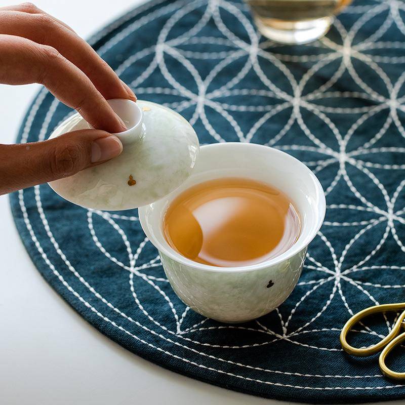 花开荼蘼三色小清二才盖碗薄碗胎新家功用手抓泡20220428茶高档夫图片