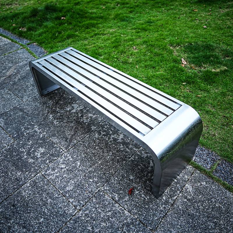 不锈钢公园椅户外长椅庭院双人长条凳子室外防腐木塑木休闲铁座椅