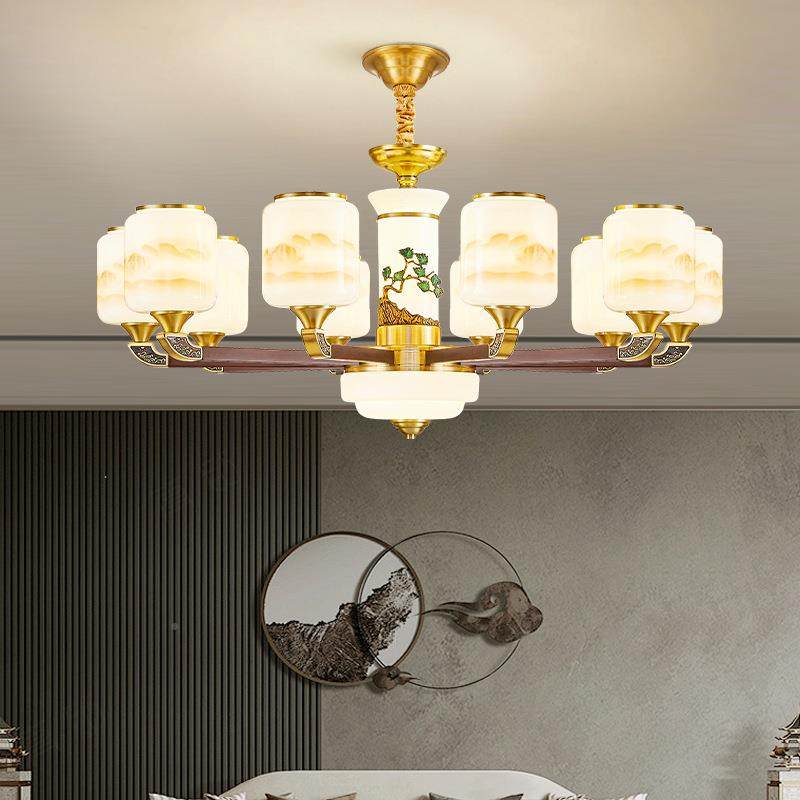 式新中式全铜吊706厅灯客灯中国风别墅灯饰复楼大气铜实木餐厅灯