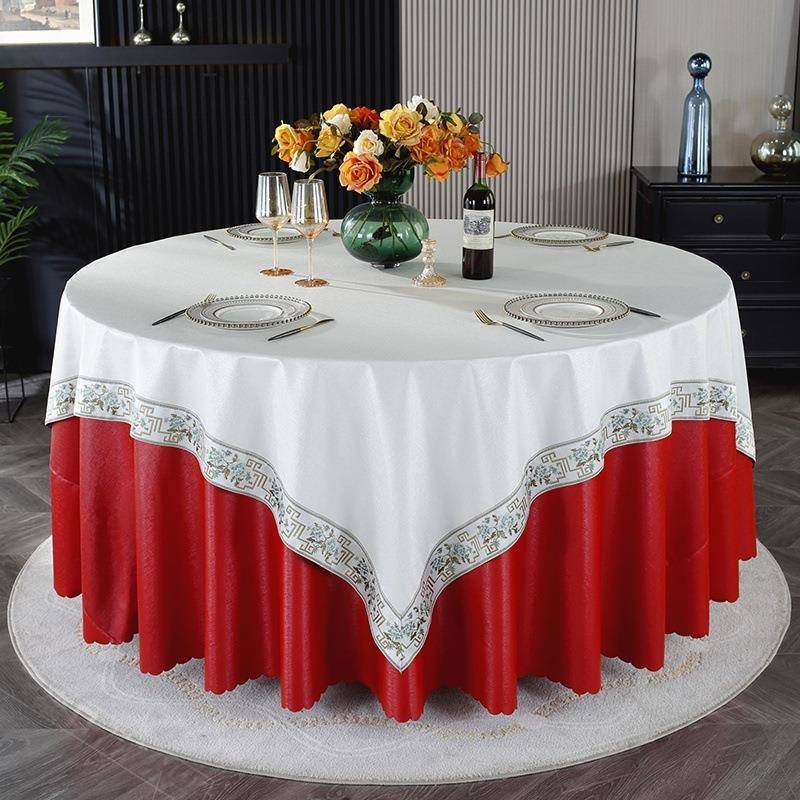 酒圆形台布圆桌餐桌布PD-13-3防水防油免洗家用餐厅星桌店垫双层