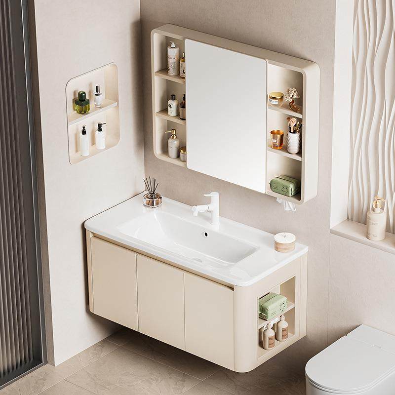 生圆弧加厚371蜂窝铝浴室柜陶瓷一体盆隐藏式推风拉水镜卫间洗台,家装主材,浴室柜,淘宝优惠券,粉丝福利购,淘宝优惠卷