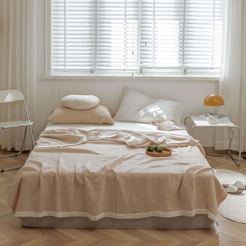 A类全棉纱布毛巾被老式怀旧纯色 夏季薄款纯棉纱布盖毯沙发毯子