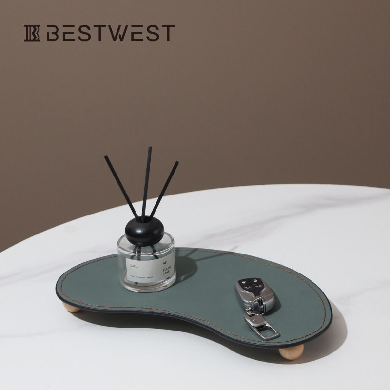 Best west 高档皮质托盘镜子梳妆台衣帽间样板装饰品轻奢家用收纳