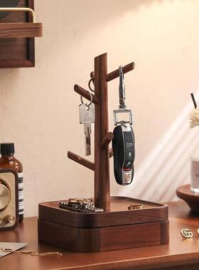 玄关桌面收纳盒户钥物匙置【F046】入物分架托盘木质防尘办公桌杂