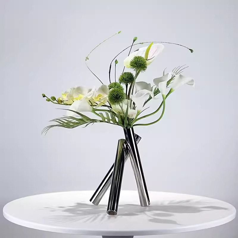 现代轻奢高档仿真花艺创意几何花瓶插花样板房茶几客厅餐桌花摆件