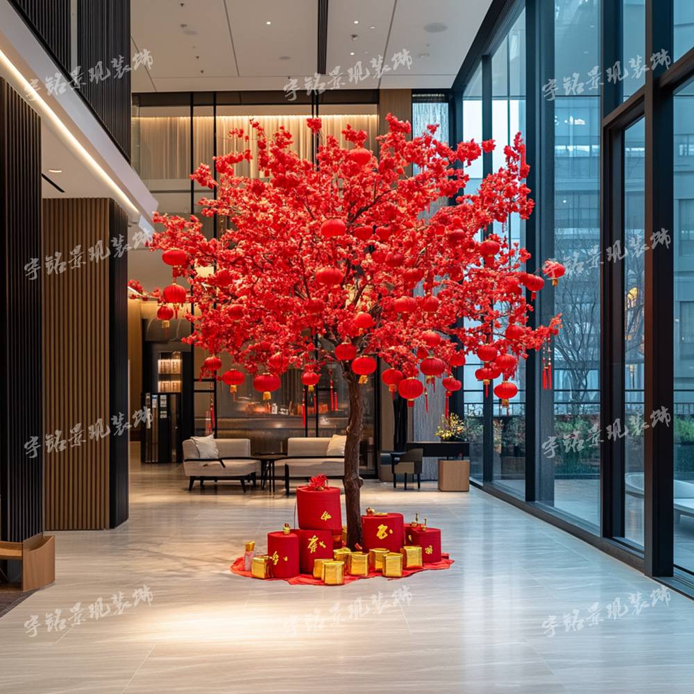 仿真桃花树假桃树大型仿真腊梅树户外广场活动假树新春装饰仿真树