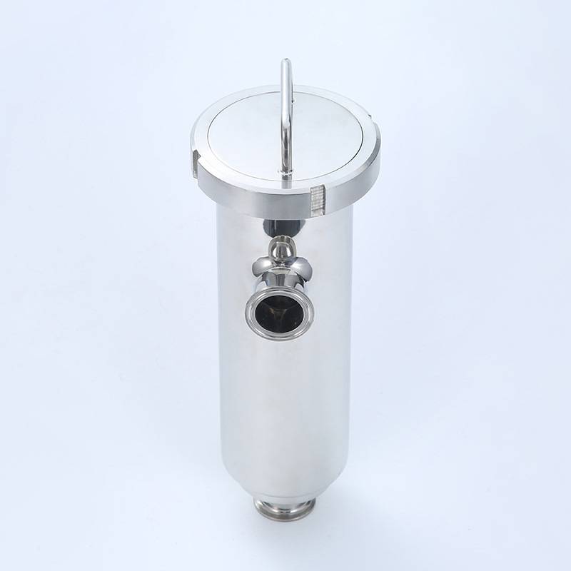 304不锈钢快装角式过滤器316L卫生级 L型管道活接盖滤芯反冲洗
