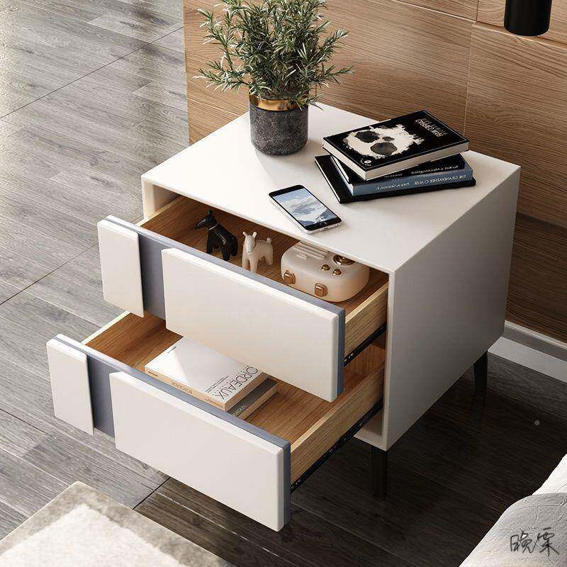 美式床头实木组床头柜RAJ现代实简约卧柜室极简小型合全木单个保