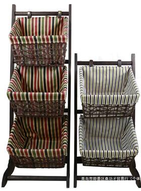 收落纳筐地厅置物架卧OVF实木藤编吊篮室简约现代客多层收纳架储