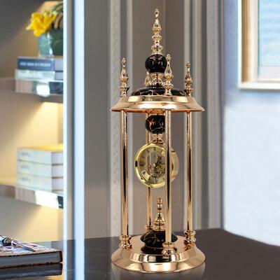 新款美式座品摆件轻北欧奢式时91107钟家居客厅装饰摆件高档台钟
