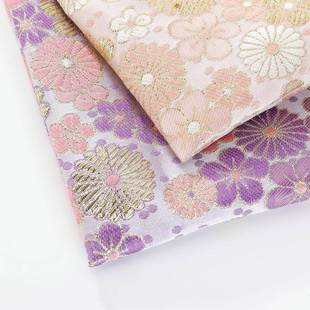 桃花提云锦料旗袍织面锦缎古风汉服童装 织锦缎布料花复 春ZVZ服季