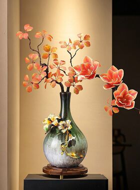 珐琅彩陶瓷花瓶花艺摆件新中式客厅玄关高档桌面装饰乔迁新居礼物