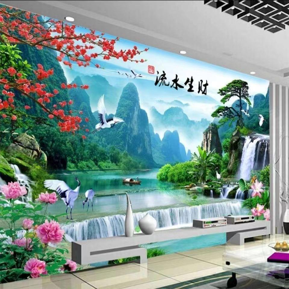 新款轻奢墙布风景画客厅