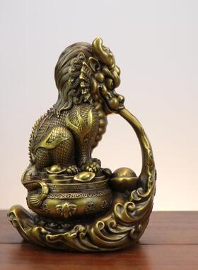 镇杨铜记黄铜水兽蚣避水兽蝮厕所卫生间玄关客0厅摆件装饰