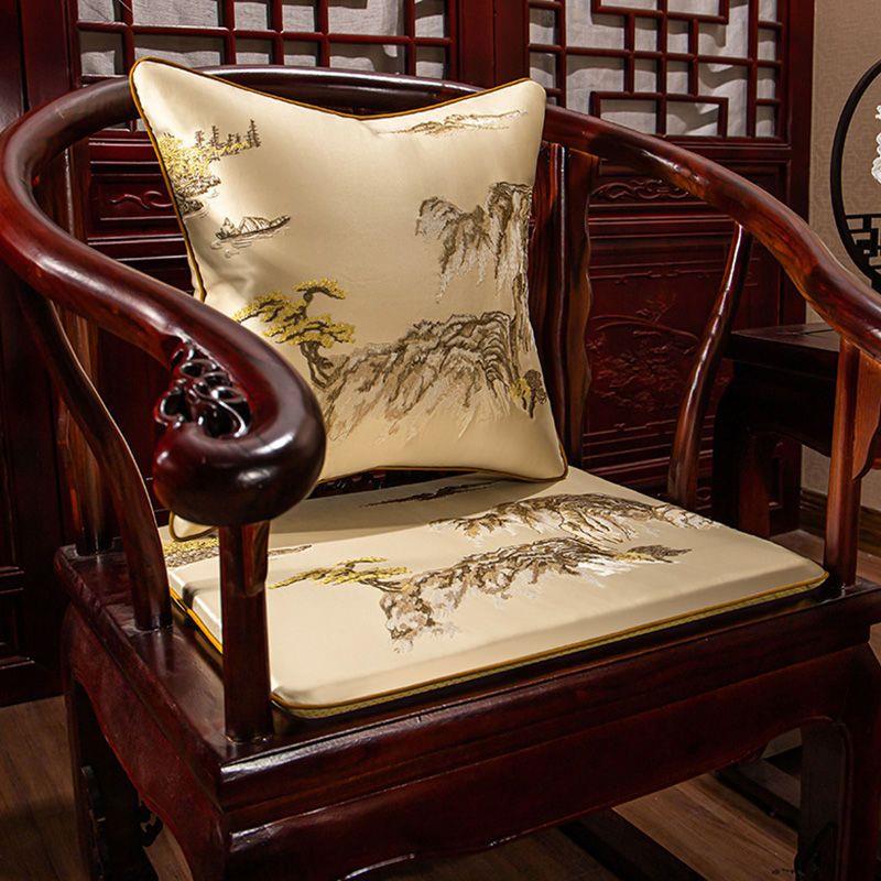 新中式坐垫红木家具实木古典椅子圈椅餐椅茶椅垫防滑薄款垫套定制