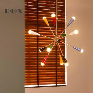 孟菲斯彩色烟花吊灯中古风设计感客餐厅主卧室儿童房间艺术分子灯