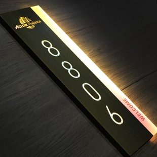 不锈钢发光门牌定制高档饭店包厢门牌轻奢酒店房间号码牌创意餐厅