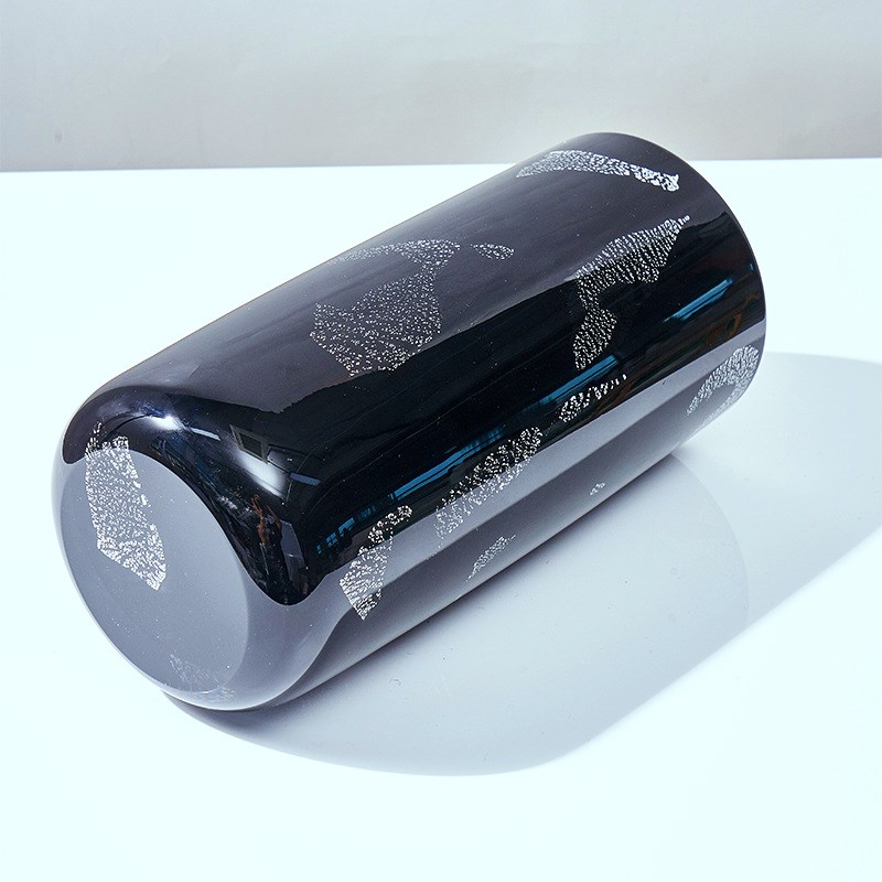 新中式简约风黑色银箔p琉璃花瓶玄关吧台茶室售楼处样板间软装饰