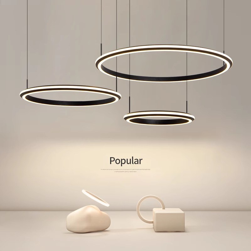客厅吊灯2024k年新款流行现代简约主灯感圆环餐厅广东中山灯具