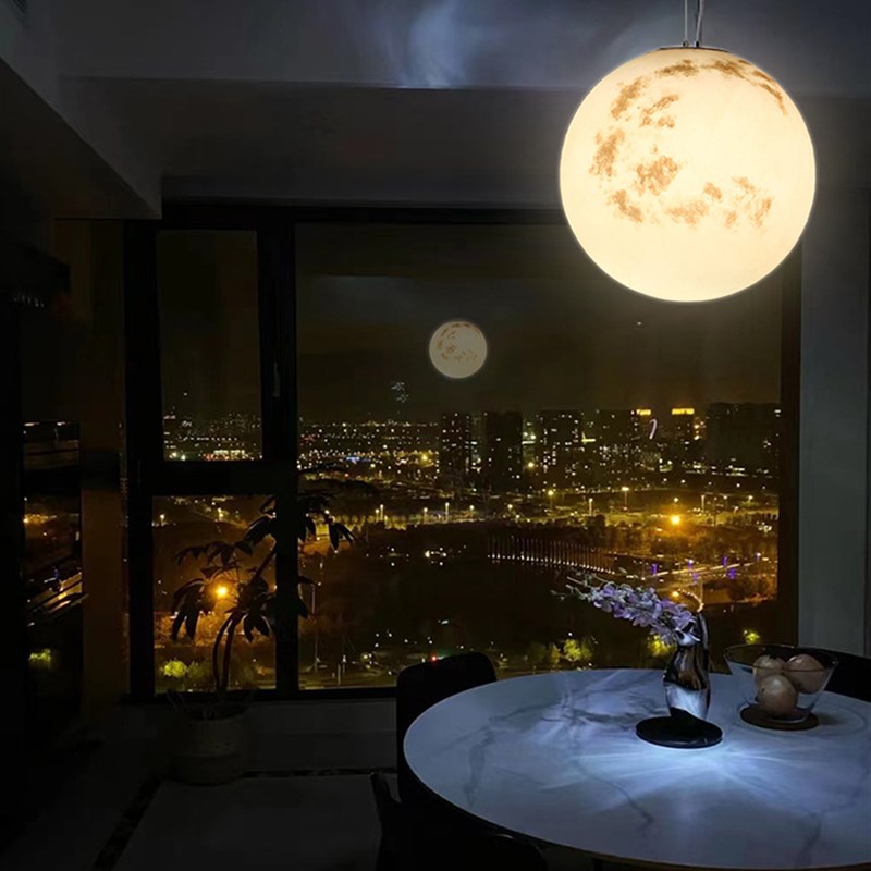 网红月球吊灯g外壳星球灯北欧圆球餐厅卧室灯月亮落地灯户外庭院