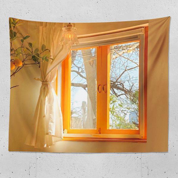窗外的风景 黄色暖放松背景布 宿舍布置装饰布 卧室房间挂布墙布,居家布艺,挂毯/壁毯,淘宝优惠券,粉丝福利购,淘宝优惠卷