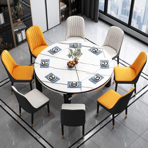 简约现代岩板餐桌可伸缩折叠小户型家用饭桌实木餐桌椅组合圆桌,住宅家具,岩板餐桌,淘宝优惠券,粉丝福利购,淘宝优惠卷