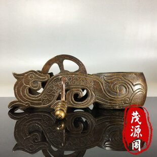 怀旧民国老物件老式纯铜龙纹同墨斗墨线盒木工划线工具老铜器收藏