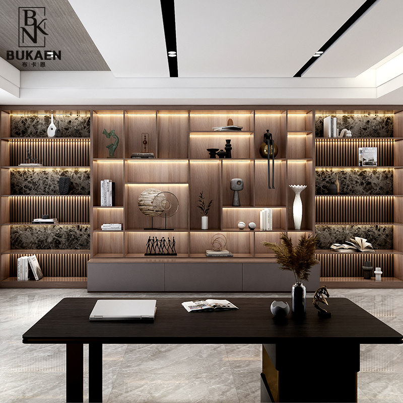 现代简约博古f架书柜书架组合客厅置物柜实木定制摆放陈列展示柜