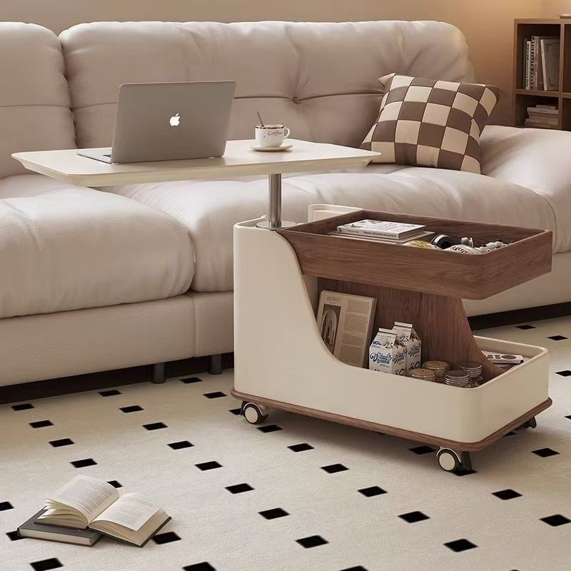 移动实木茶几客厅沙发升降边w几移动储物小推车阳台小茶桌岩板茶