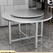 不锈钢折叠桌子圆形餐桌家用转盘吃饭桌食堂饭店餐厅大排档商用桌