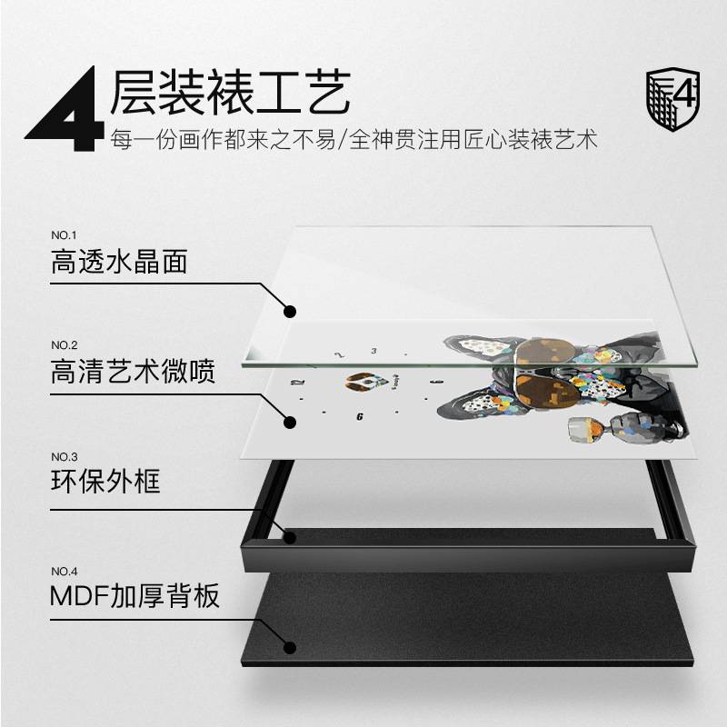 电表箱装饰画竖款时钟画卡通动物狗狗餐厅配电箱遮挡箱带钟表挂画图片