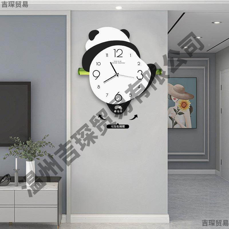 熊厅猫创意时钟客厅挂墙家静用钟表音iM68jtGX餐摇挂摆钟简约电视