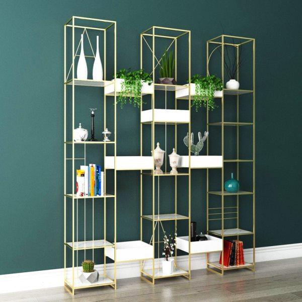 金色铁艺轻奢书架置物架落地客厅缝隙架子隔断卧室床头夹缝收纳架,收纳整理,书桌收纳置物架,淘宝优惠券,粉丝福利购,淘宝优惠卷